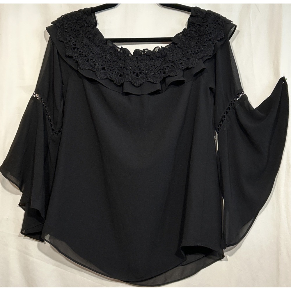 Romantic Grunge Goth Lace Bell Sleeves Black Sz S White House Black Market